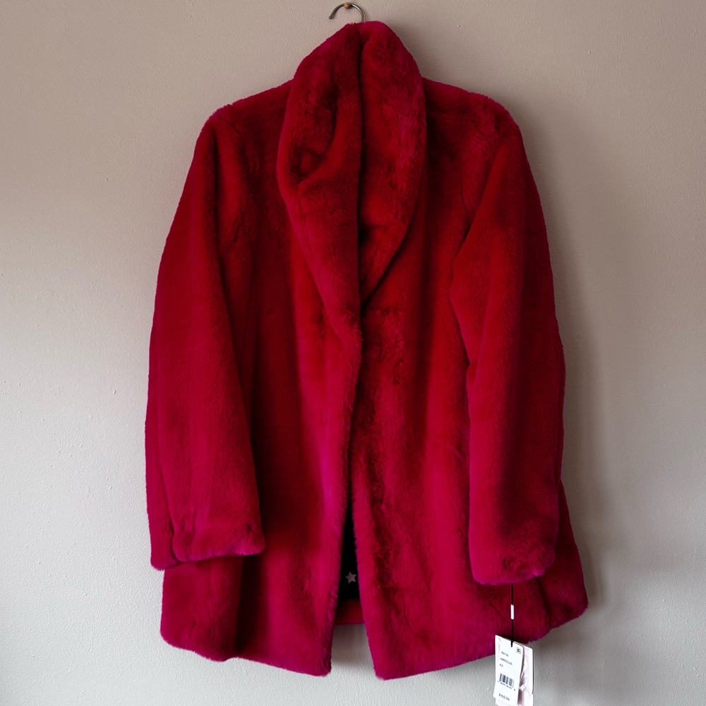 NWT•Avec Les Filles•Faux Fur Shawl Collar Coat•Hibiscus•XS - Picture 4 of 12